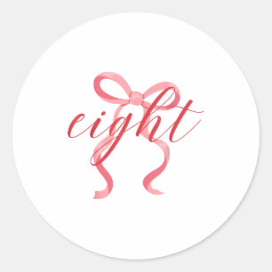 Roze Meisje Coquette Strik 8 Jaar 8e Verjaardag Fe Ronde Sticker