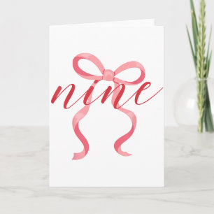 Roze Meisje Coquette Strik 9 Jaar Oud 9e Verjaarda Kaart