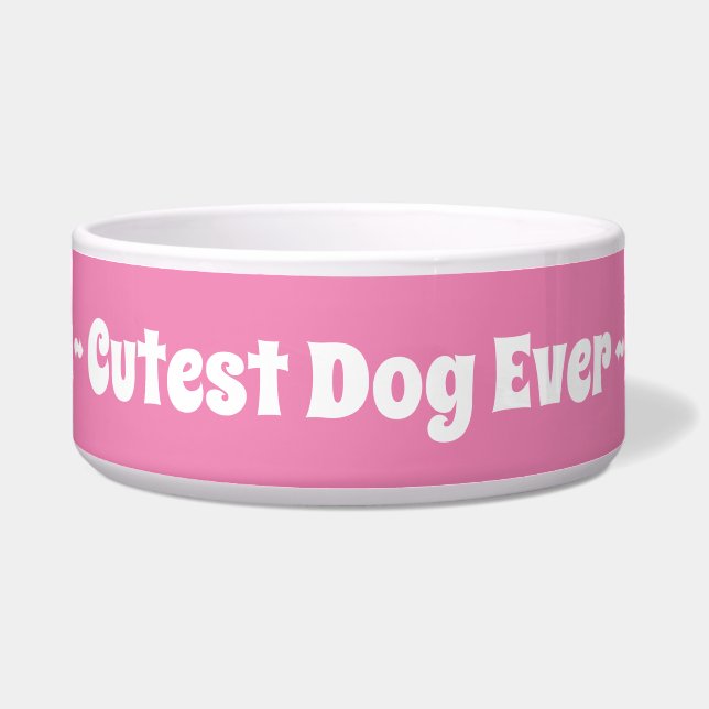 Roze meisje Cutest Dog Ever Pet Voerbakje (Voorkant)