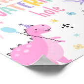 Roze Meisje Dinosaurus Watering Hole Verjaardagsfe Poster (Hoek)