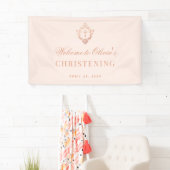 Roze Meisje Doop Elegant  Roos Gouden Kam Spandoek (Insitu)