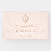 Roze Meisje Doop Elegant  Roos Gouden Kam Spandoek (Horizontaal)