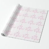 Roze Meisje Doop Inpakpapier (Uitgerold)