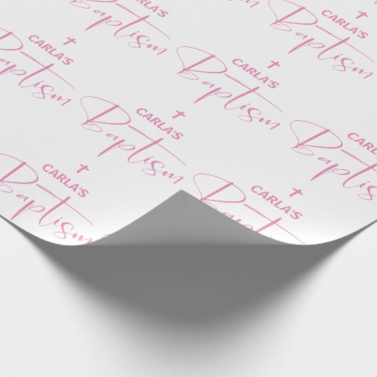 Roze Meisje Doop Inpakpapier (Hoek)