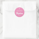 Roze Meisje Doop Ronde Sticker (Tas)
