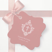 Roze Meisje Doop Stof Stof Roze Elegante Kruis & W