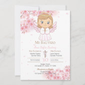 Roze meisje doop uitnodiging (Voorkant)