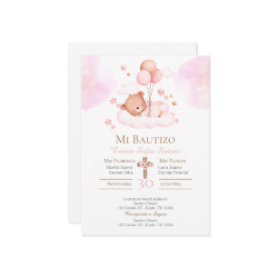 Roze meisje doop uitnodiging