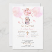 Roze meisje doop uitnodiging (Voorkant)