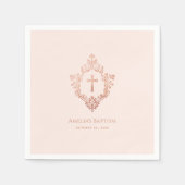 Roze Meisje Dop Elegant Roos Gouden Kruis in Crest Servet (Voorkant)