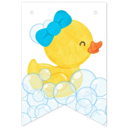 Roze Meisje Een Lucky Duck Hanging Bunting Banner (Eerste vlag)