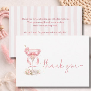 Roze Meisje Een Tini Is Op Komst Chic Neutraal Bedankkaart