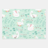 Roze meisje elegante schattige zwanenkinderen inpakpapier vel (Voorkant 2)