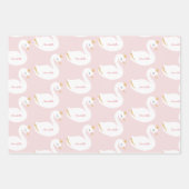 Roze meisje elegante schattige zwanenkinderen inpakpapier vel (Voorkant)