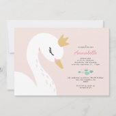 Roze meisje elegante schattige zwanenkinderen kaart (Voorkant)