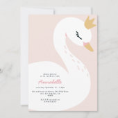 Roze meisje elegante schattige zwanenkinderen  kaart (Voorkant)