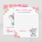 Roze meisje Elephant Shower New Parents Advice Kaa (Voorkant / Achterkant)
