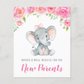 Roze meisje Elephant Shower New Parents Advice Kaa (Achterkant)