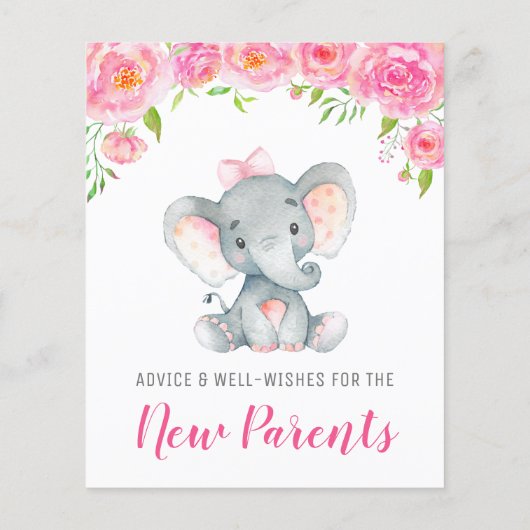 Roze meisje Elephant Shower New Parents Advice Kaa (Achterkant)