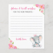 Roze meisje Elephant Shower New Parents Advice Kaa (Voorkant)