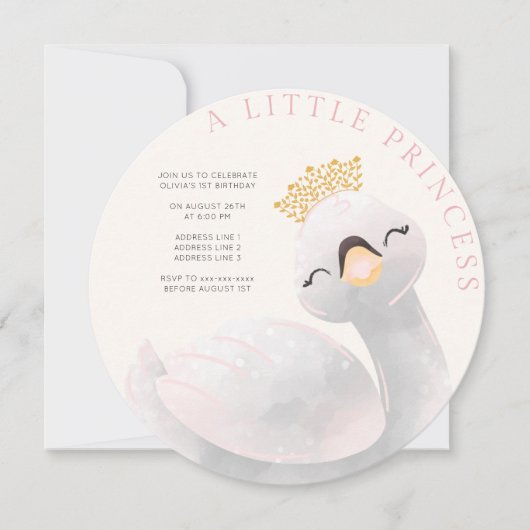 Roze meisje elke leeftijd zwaan meisje verjaardag kaart (Voorkant)