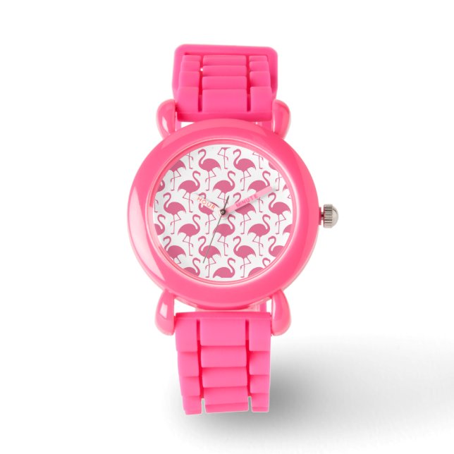 Roze Meisje Flamingo Stijl Horloge (Voorkant)
