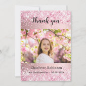 Roze meisje foto bevestiging dank u kaart (Voorkant)