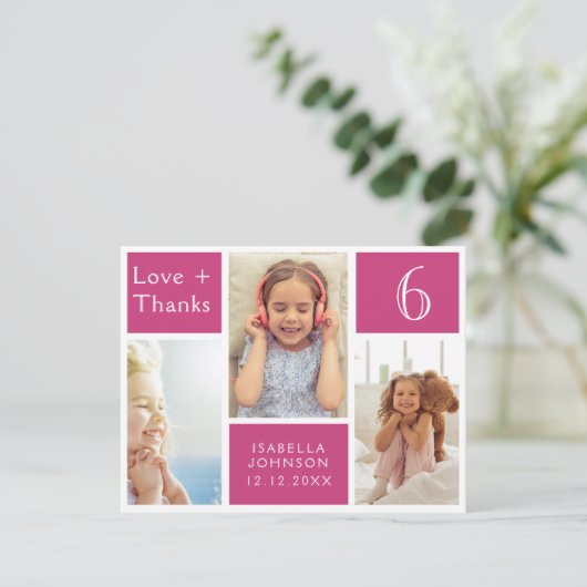 Roze meisje Foto Collage Birthday Love Bedankt (Staand voorkant)