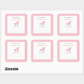 Roze Meisje Fox Bookplate vierkante sticker (Vel)