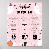 Roze Meisje Ghost 1e Verjaardag Mijlpaal teken Poster (Voorkant)