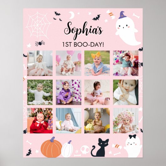 Roze Meisje Ghost Eerste Jaar Foto Mijlpaal teken Poster (Voorkant)