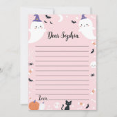 Roze Meisje Ghost Time Capsule Notitie Bericht Kaa Bedankkaart (Voorkant)