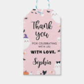 Roze Meisje Ghost Verjaardagsfeestje Dank u Label Cadeaulabel (Voorkant)