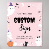 Roze Meisje Ghost Verjaardagsfeesttafel Teken Poster (Voorkant)