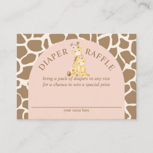 Roze Meisje Giraffe Luier Tombola Informatiekaartje