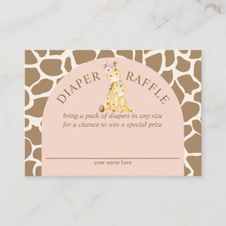 Roze Meisje Giraffe Luier Tombola Informatiekaartje