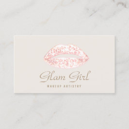 Roze Meisje Glam Glitter Lips Make-up Artiest Visitekaartje