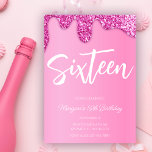 Roze Meisje Glitter Lief 16 Verjaardagsfeestje Kaart<br><div class="desc">Maak je klaar om herinneringen te maken die schitteren en stralen! Onze Glinsterende Pink Sweet 16 Verjaardagsfeestuitnodiging is de perfecte manier om de toon te zetten voor een onvergetelijke viering. Deze prachtige uitnodiging heeft een boeiend ontwerp met hete roze druppels glitter die sierlijk van de bovenkant naar beneden druppelen, en...</div>