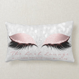 Roze meisje Glitter Makeup Lash Eye Princess Gray Kussen