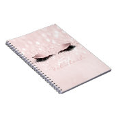 Roze meisje Glitter Makeup Sparkly Monogram Naam Notitieboek (Rechterzijde)