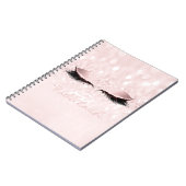 Roze meisje Glitter Makeup Sparkly Monogram Naam Notitieboek (Linkerzijde)
