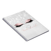 Roze meisje Glitter Makeup Sparkly Monogram Silver Notitieboek (Rechterzijde)