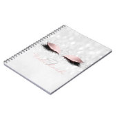 Roze meisje Glitter Makeup Sparkly Monogram Silver Notitieboek (Linkerzijde)