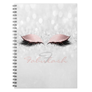 Roze meisje Glitter Makeup Sparkly Monogram Silver Notitieboek