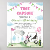 Roze Meisje Golf Verjaardag Tijd Capsule Sign Poster (Voorkant)