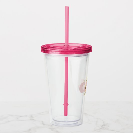 Roze Meisje Gouden Baas Acryl Drinkbeker (Rechts)