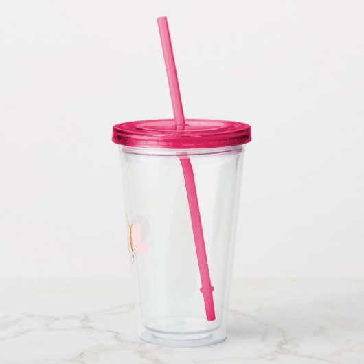 Roze Meisje Gouden Baas Acryl Drinkbeker (Links)