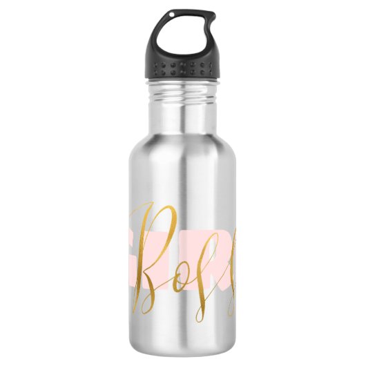 Roze Meisje Gouden Baas Waterfles (Voorkant)