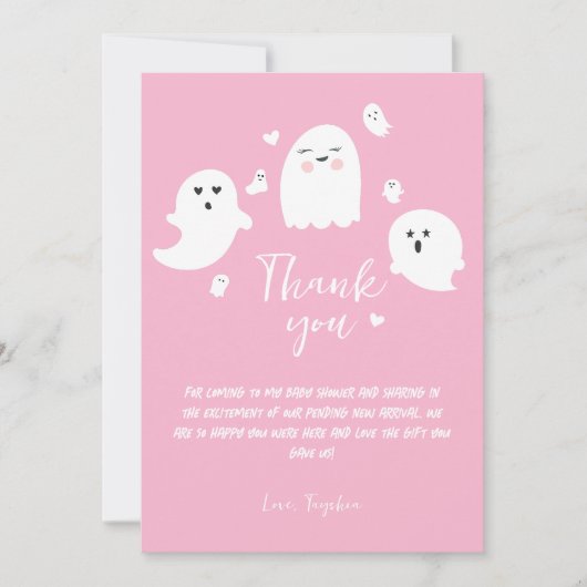 Roze Meisje Halloween Baby shower Dank u Bedankkaart (Voorkant)