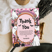 Roze Meisje Halloween Feest Verjaardagsfeestje Fot Bedankkaart